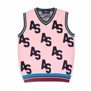 Alphastyle Penn Pink Sleeveless Sweater Vest with AS Pattern‎ Street Wear